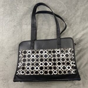 Black White Geometric Circles Polka‎ Dot Tote Bag Pet Carrier